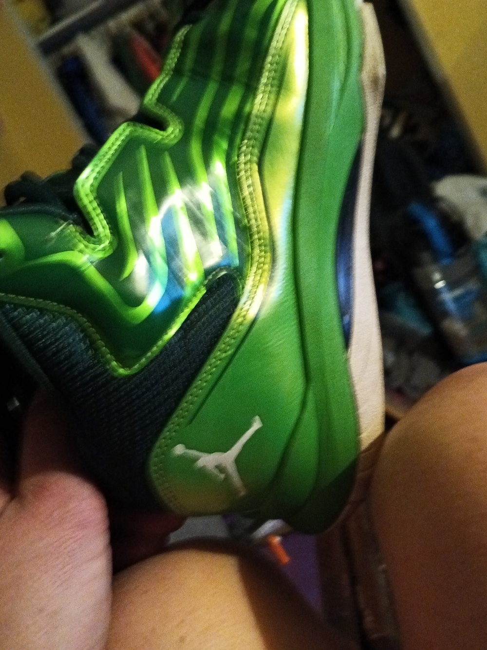 Jordan Kids Green and White High-Top Sneakers